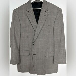 Jos A bank houndstooth single breasted jacket tan gray size 44R